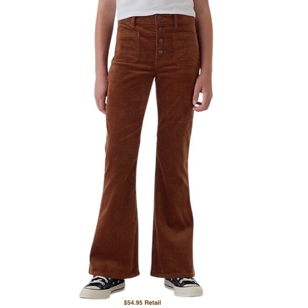 GAP Kids High Rise 70s Flare Corduroy Pants Size 8 Brown Fall Retro School Boho